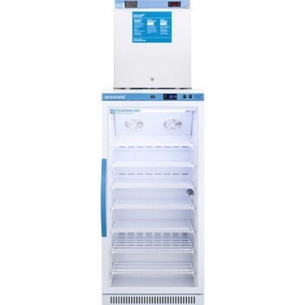Summit Appliance Div. Accucold Vaccine Refrigerator/Freezer Combination, 9.4 CuFt, 23-3/8"W x 24-3/8"D x73.5"H, Glass Door ARG8PV-FS24LSTACKMED2